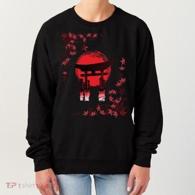 Torii Arch Sunset Maple Leaves Red Sun Women's Sweatshirt