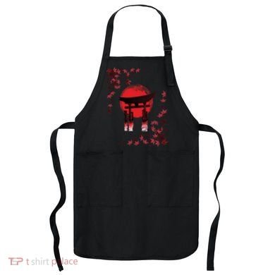 Torii Arch Sunset Maple Leaves Red Sun Apron