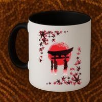 Torii Arch Sunset Maple Leaves Red Sun Coffee Mug thumb 2