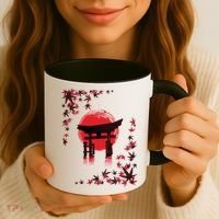 Torii Arch Sunset Maple Leaves Red Sun Coffee Mug thumb 3