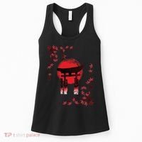 Torii Arch Sunset Maple Leaves Red Sun Women's Tank Top thumb 0
