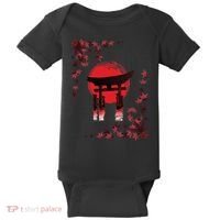 Torii Arch Sunset Maple Leaves Red Sun Baby Bodysuit thumb 0