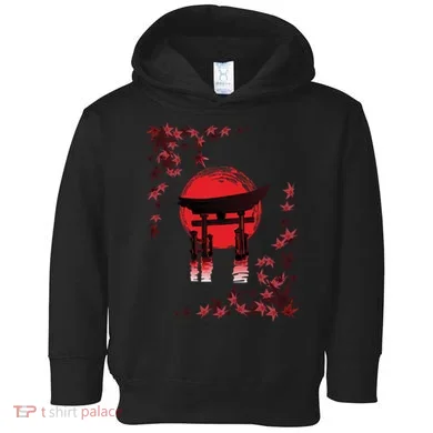 Torii Arch Sunset Maple Leaves Red Sun Toddler Hoodie