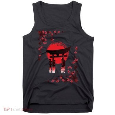 Torii Arch Sunset Maple Leaves Red Sun Tank Top