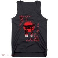 Torii Arch Sunset Maple Leaves Red Sun Tank Top thumb 0