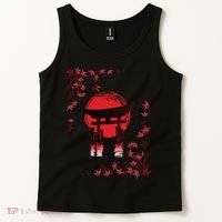 Torii Arch Sunset Maple Leaves Red Sun Tank Top thumb 2