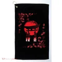 Torii Arch Sunset Maple Leaves Red Sun Golf Towel thumb 0