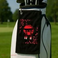 Torii Arch Sunset Maple Leaves Red Sun Golf Towel thumb 2