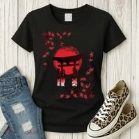 Torii Arch Sunset Maple Leaves Red Sun Women's T-Shirt thumb 3