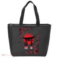 Torii Arch Sunset Maple Leaves Red Sun Tote Bag thumb 0