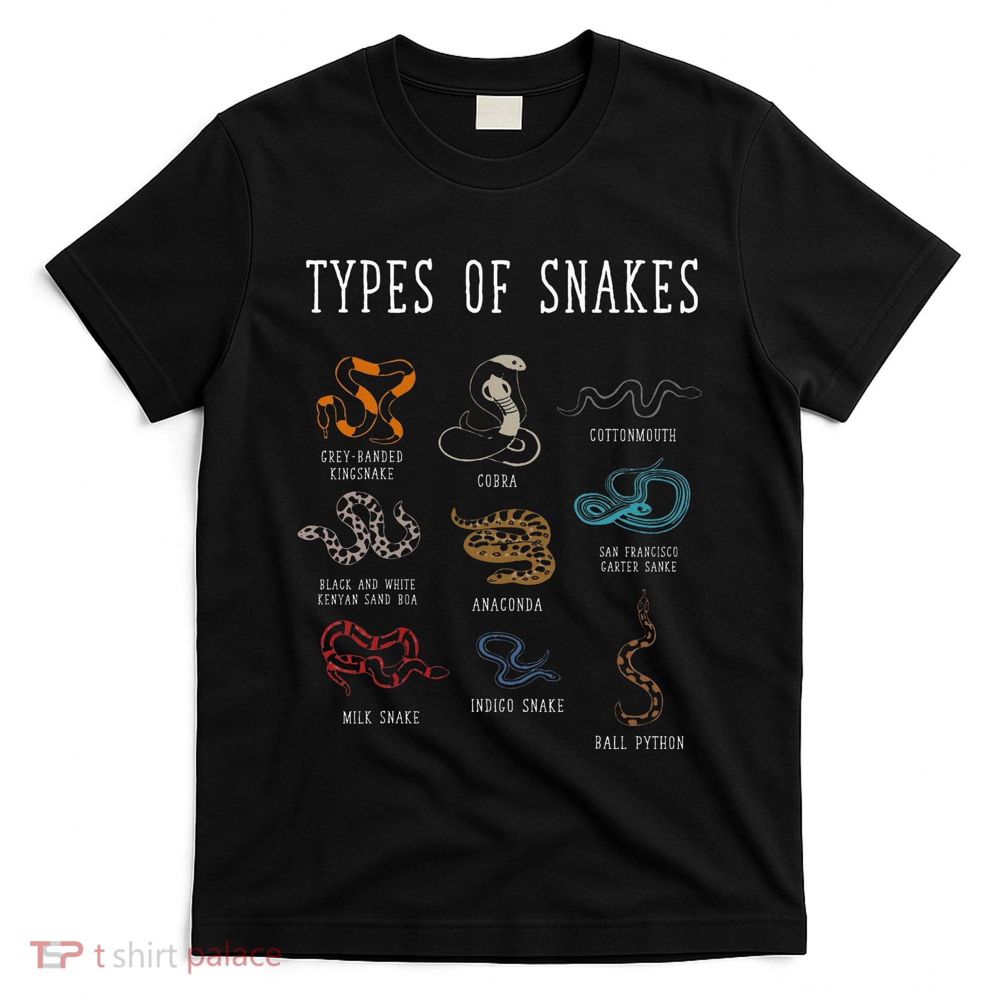 Types Of Snakes Educational Serpent 9 Different Snake T-Shirt