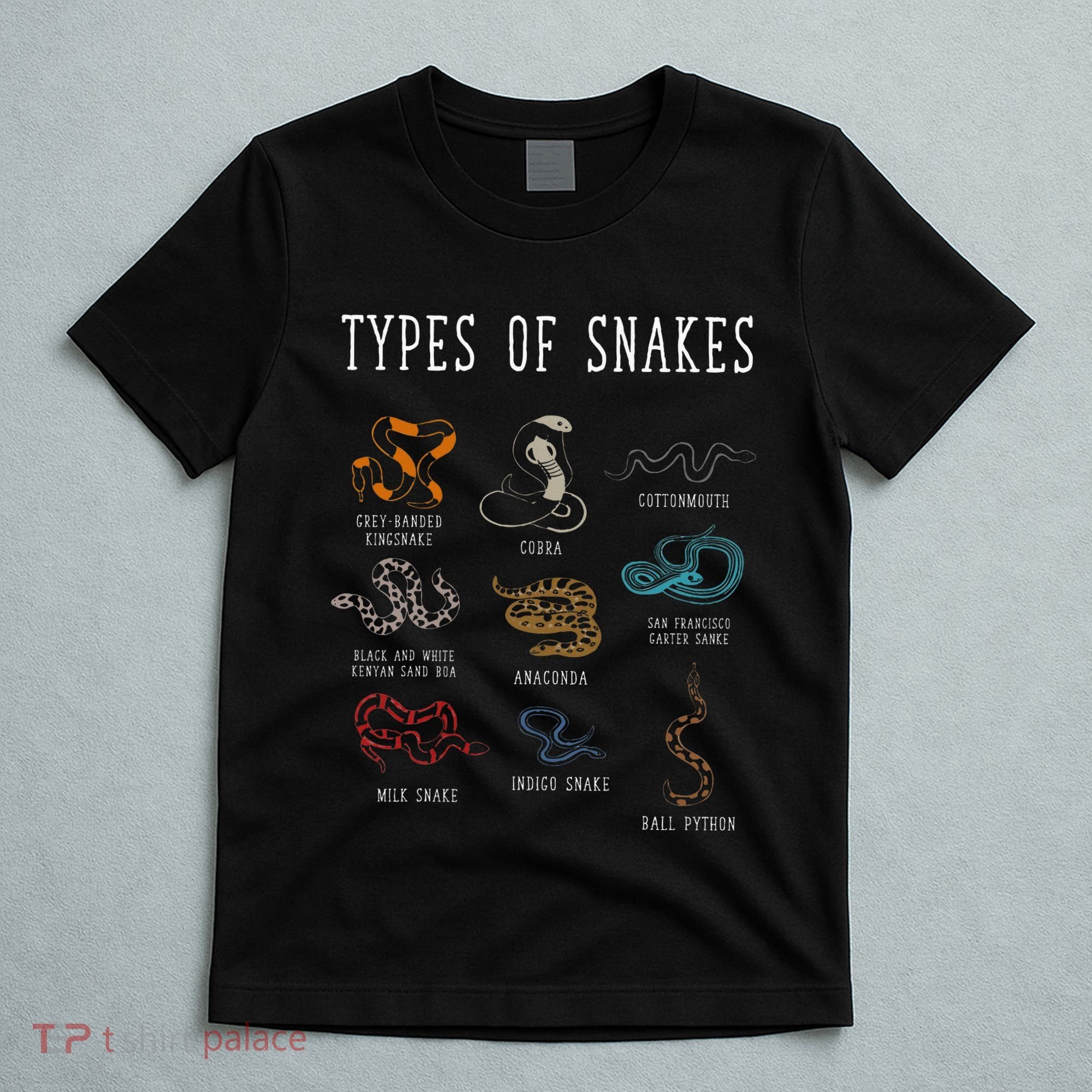 Types Of Snakes Educational Serpent 9 Different Snake T-Shirt