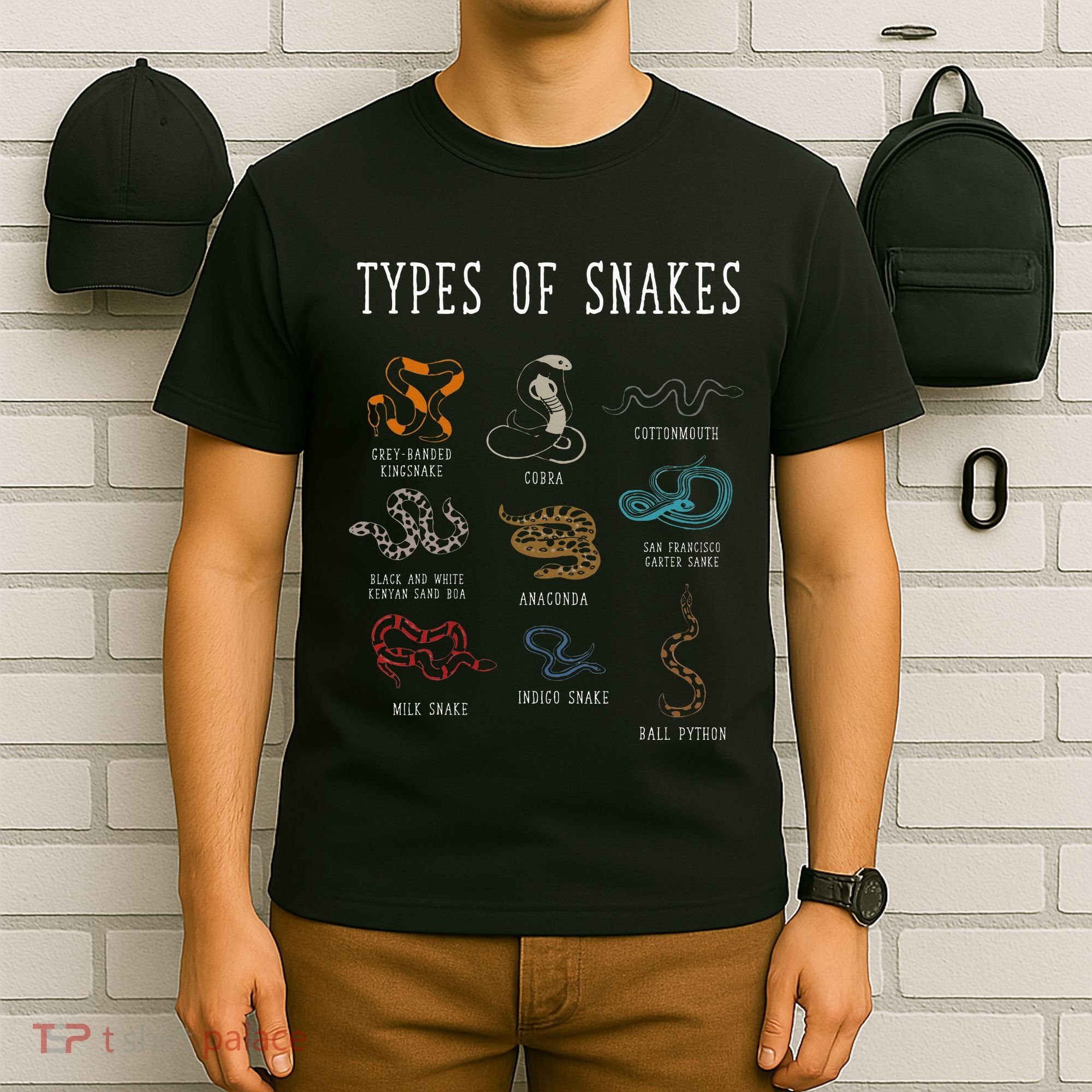 Types Of Snakes Educational Serpent 9 Different Snake T-Shirt