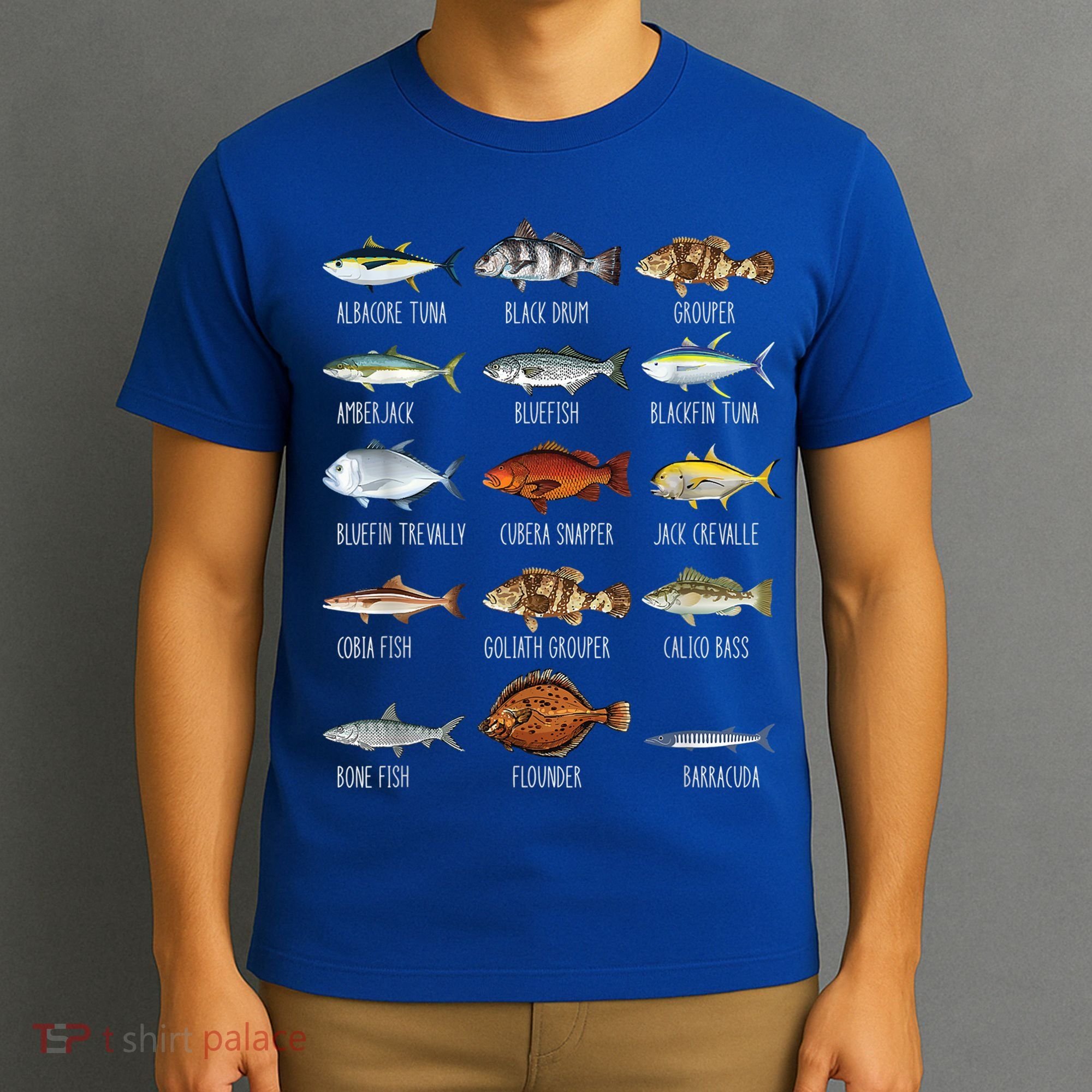 Types Of Saltwater Fish Species Biology Fishing Lover T-Shirt