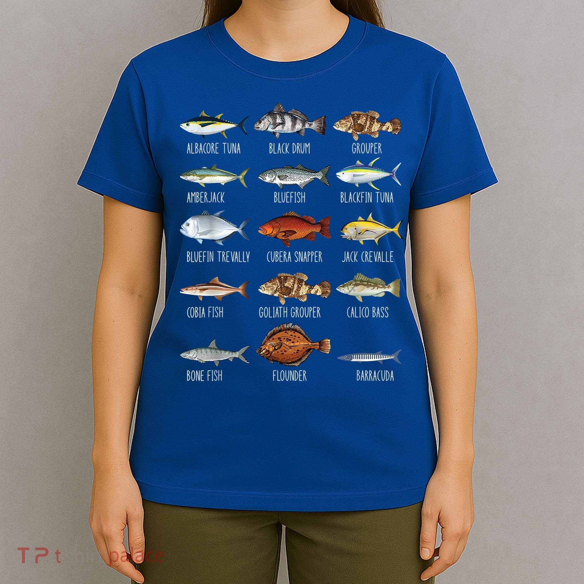 Types Of Saltwater Fish Species Biology Fishing Lover T-Shirt