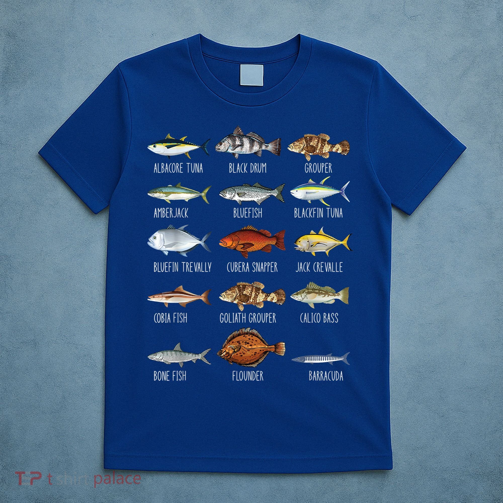 Types Of Saltwater Fish Species Biology Fishing Lover T-Shirt