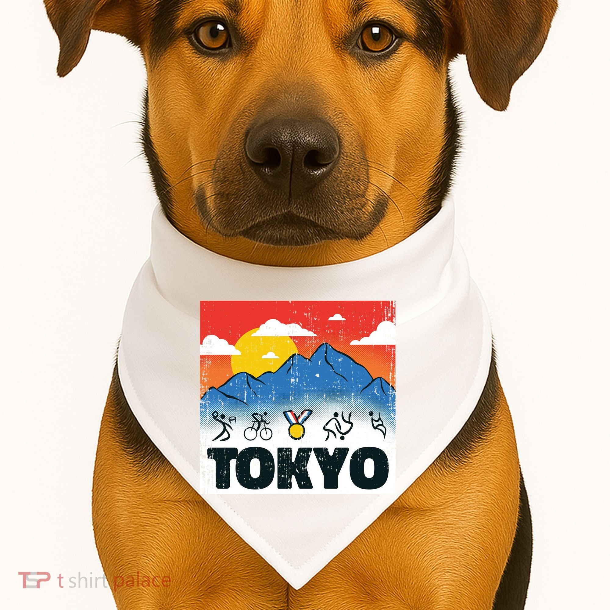Tokyo Olympics Stick Figures USA-Made Doggie Bandana