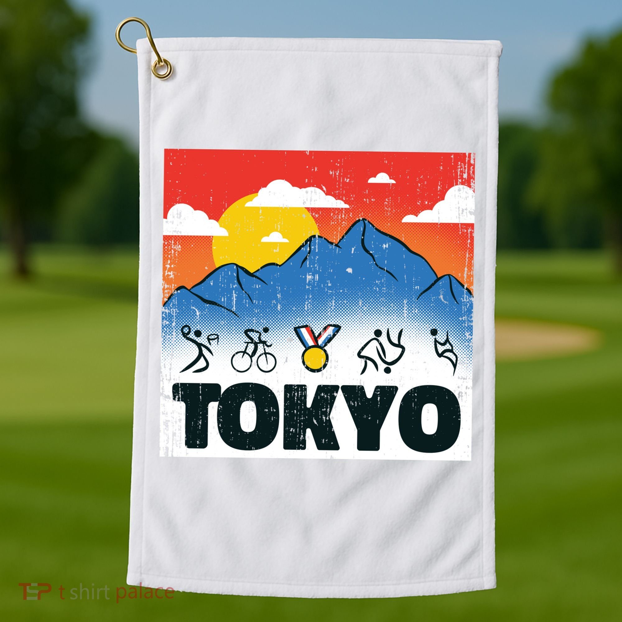 Tokyo Olympics Stick Figures Golf Towel