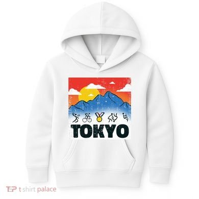 Tokyo Olympics Stick Figures Kids Hoodie