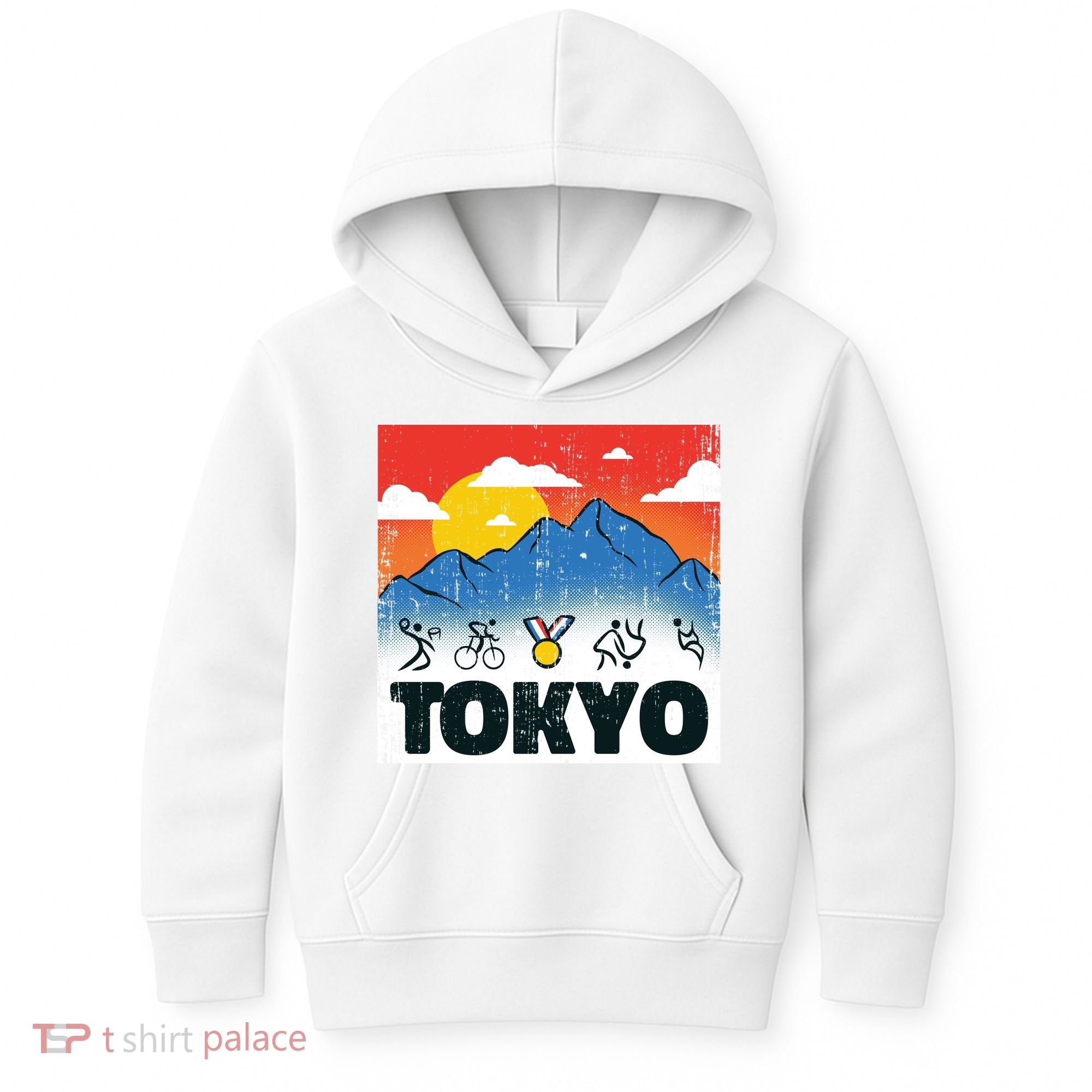 Tokyo Olympics Stick Figures Kids Hoodie