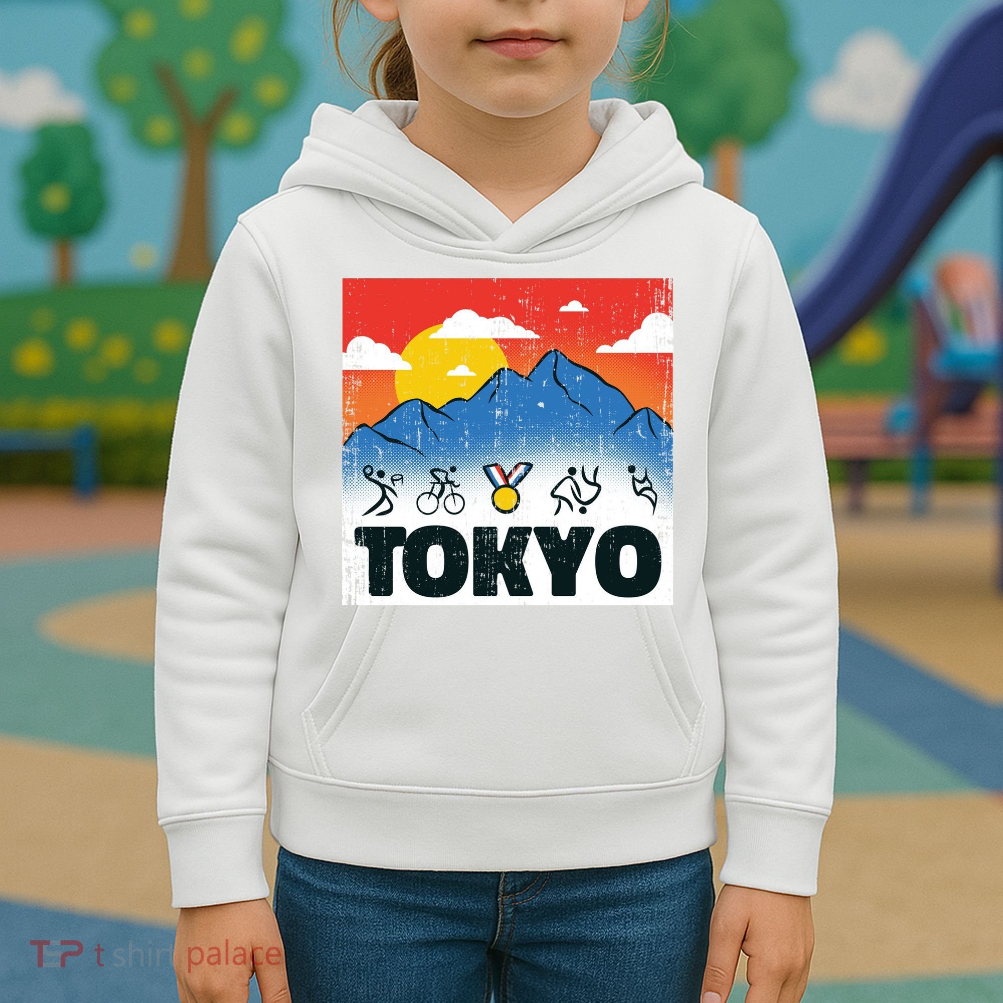 Tokyo Olympics Stick Figures Kids Hoodie