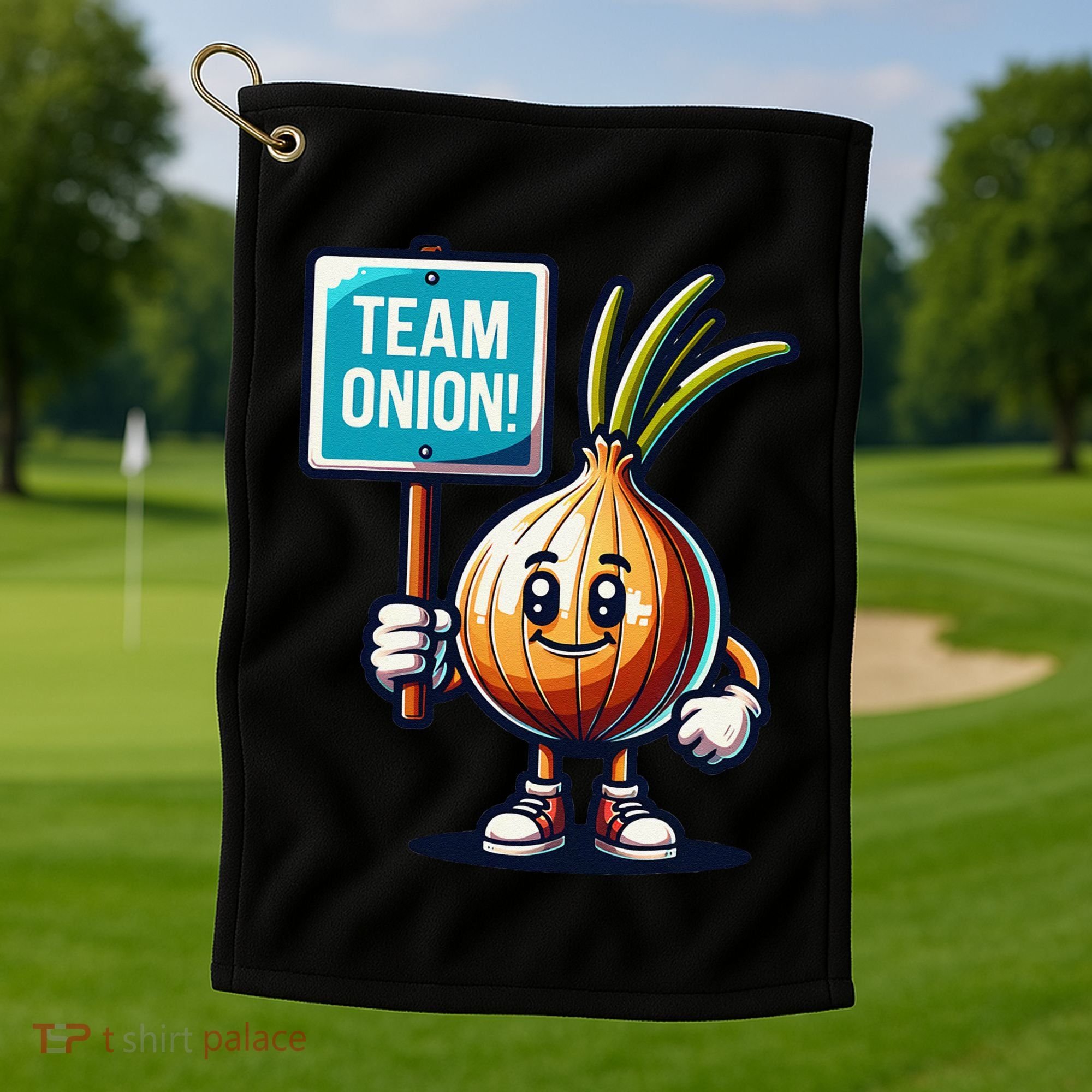 Team Onion Sweet Onion Mascot Funny Vegetable Golf Towel