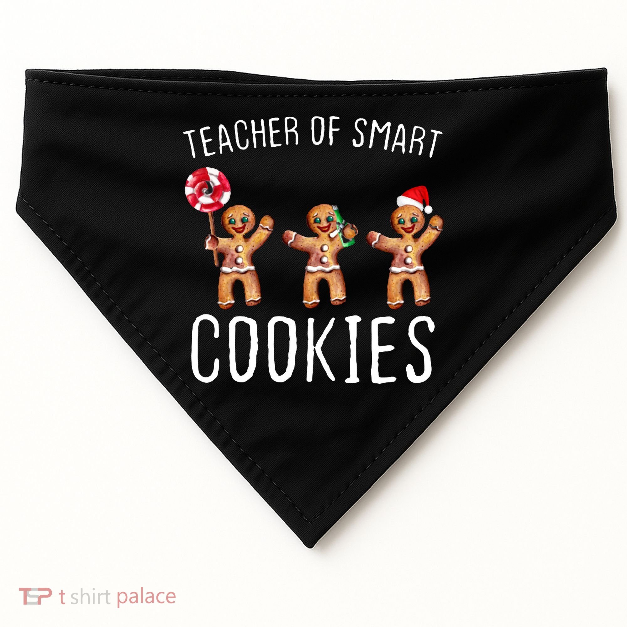 Teacher Of Smart Cookies Gingerbread Cute Christmas USA-Made Doggie Bandana