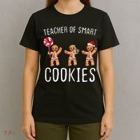 Teacher Of Smart Cookies Gingerbread Cute Christmas T-Shirt thumb 4