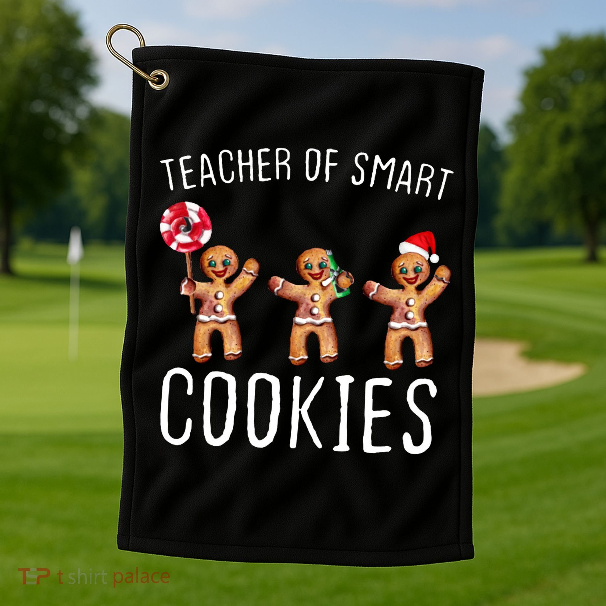 Teacher Of Smart Cookies Gingerbread Cute Christmas Golf Towel