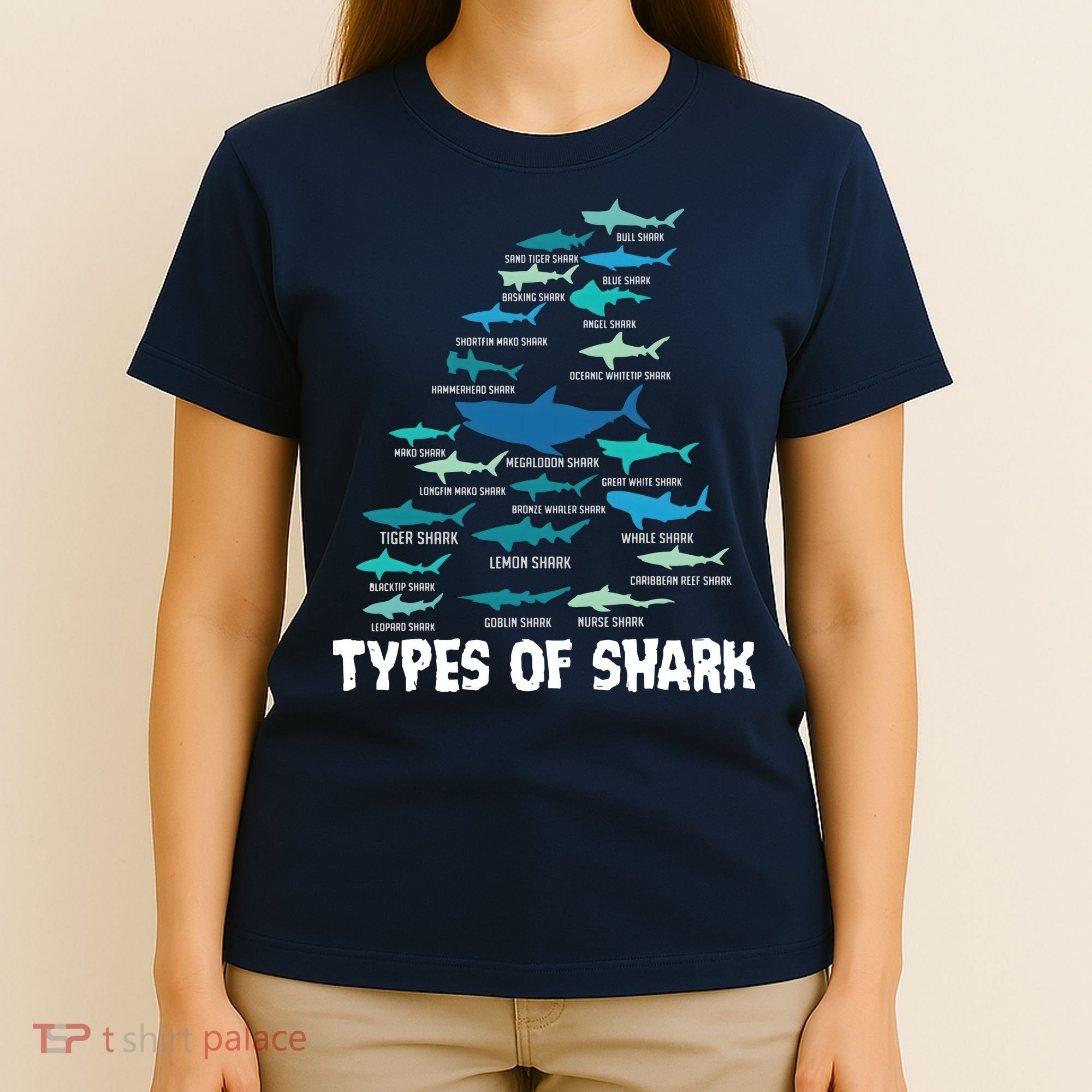 Types Of Shark Megalodon Great White Nurse Shark T-Shirt