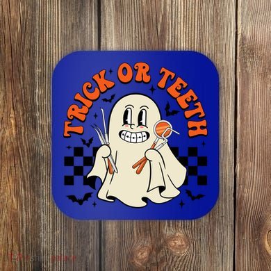 Trick Or Teeth Dentist Funny Halloween Costume Dental Squad Funny Gift Coaster