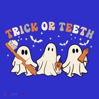 Trick Or Teeth Funny Boo Retro Groovy Style Dental Halloween Cute Gift Hoodie thumb 2