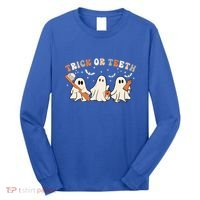 Trick Or Teeth Funny Boo Retro Groovy Style Dental Halloween Cute Gift Long Sleeve Shirt thumb 0