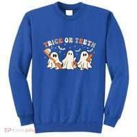 Trick Or Teeth Funny Boo Retro Groovy Style Dental Halloween Cute Gift Sweatshirt thumb 0