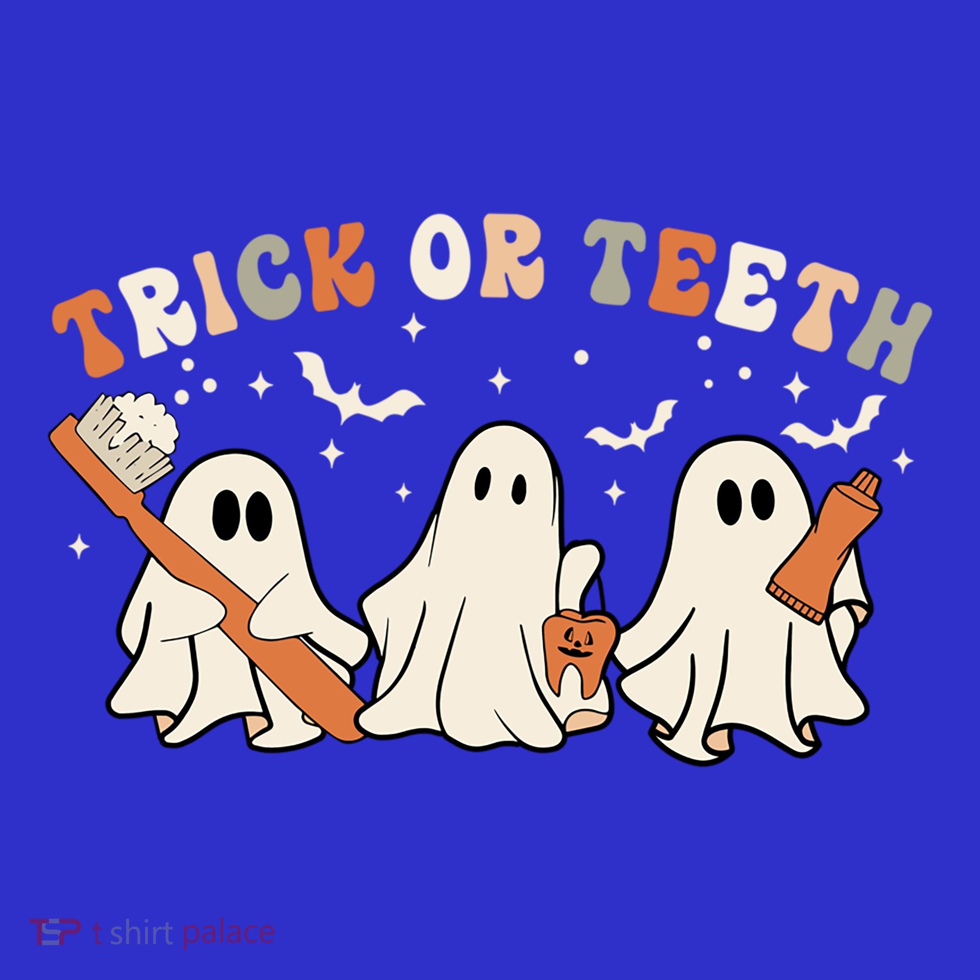 Trick Or Teeth Funny Boo Retro Groovy Style Dental Halloween Cute Gift Sweatshirt