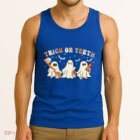 Trick Or Teeth Funny Boo Retro Groovy Style Dental Halloween Cute Gift Tank Top thumb 3