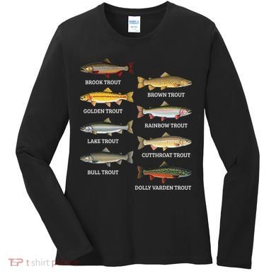 Types Of Trout Fish Trout Species Chart Ichthyology Guide Women's Long Sleeve Shirt