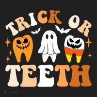 Trick Or Teeth Funny Dental Spooky Halloween Treat Dentist Gift Women's Sweatshirt thumb 2