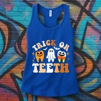 Trick Or Teeth Funny Dental Spooky Halloween Treat Dentist Gift Women's Tank Top thumb 3