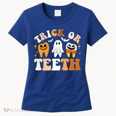 Trick Or Teeth Funny Dental Spooky Halloween Treat Dentist Gift Women's T-Shirt