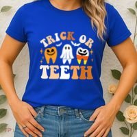 Trick Or Teeth Funny Dental Spooky Halloween Treat Dentist Gift Women's T-Shirt thumb 2