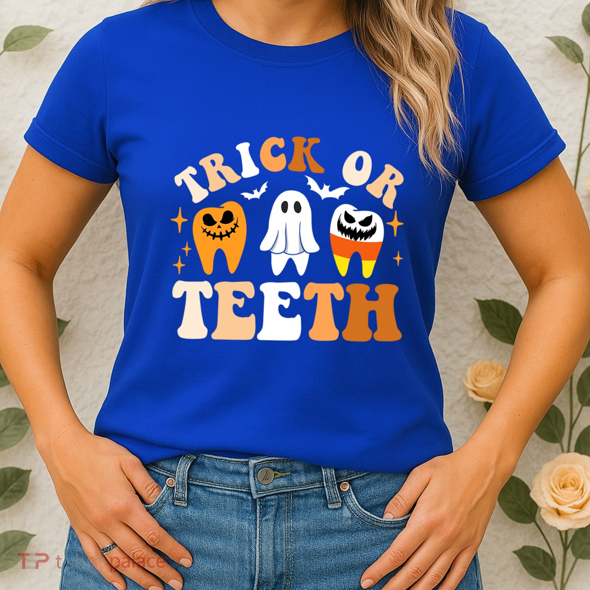 Trick Or Teeth Funny Dental Spooky Halloween Treat Dentist Gift Women's T-Shirt