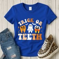 Trick Or Teeth Funny Dental Spooky Halloween Treat Dentist Gift Women's T-Shirt thumb 3