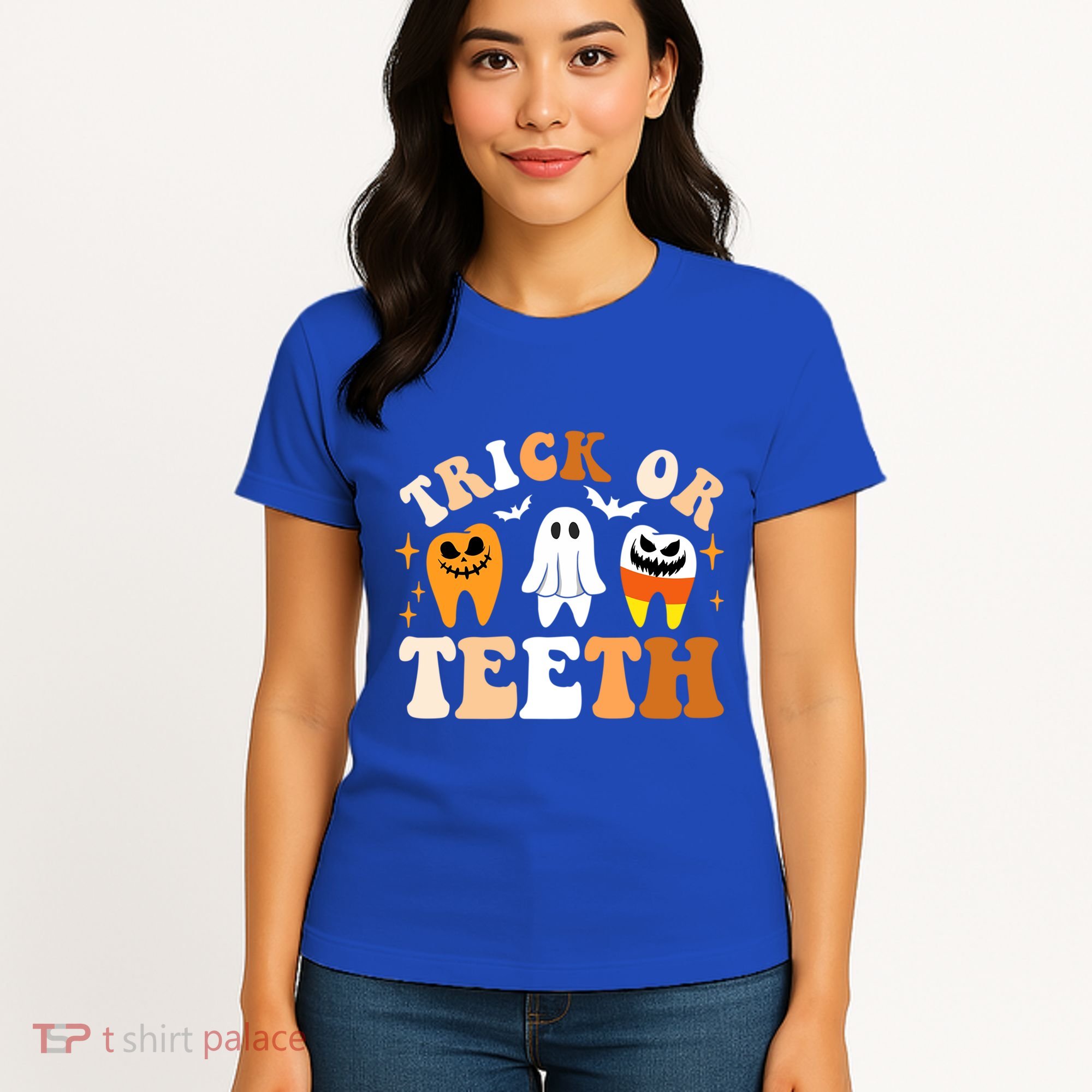 Trick Or Teeth Funny Dental Spooky Halloween Treat Dentist Gift Women's T-Shirt