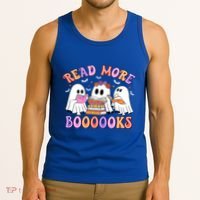 Trick Or Teach Read More Boooooks Teacher Ghost Halloween Gift Tank Top thumb 3