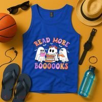 Trick Or Teach Read More Boooooks Teacher Ghost Halloween Gift Tank Top thumb 4
