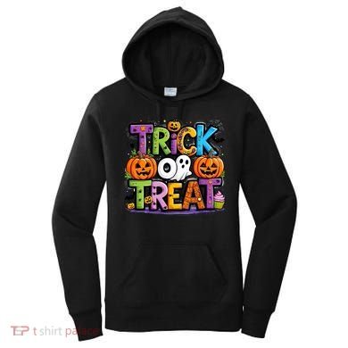 Trick Or Treat Halloween Cool Logo Women's Hoodie