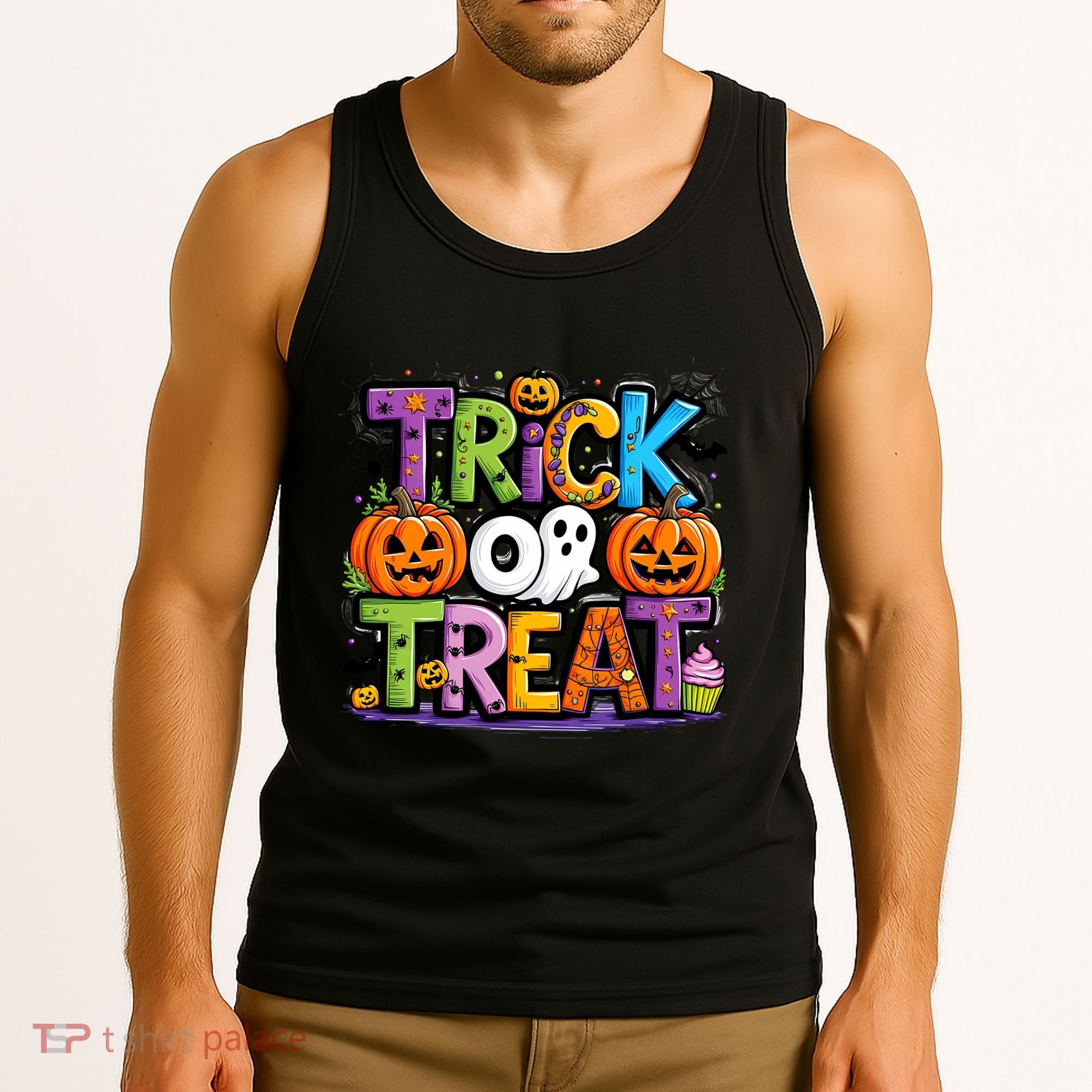 Trick Or Treat Halloween Cool Logo Tank Top