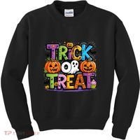 Trick Or Treat Halloween Cool Logo Kids Sweatshirt thumb 0