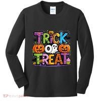 Trick Or Treat Halloween Cool Logo Kids Long Sleeve Shirt thumb 0